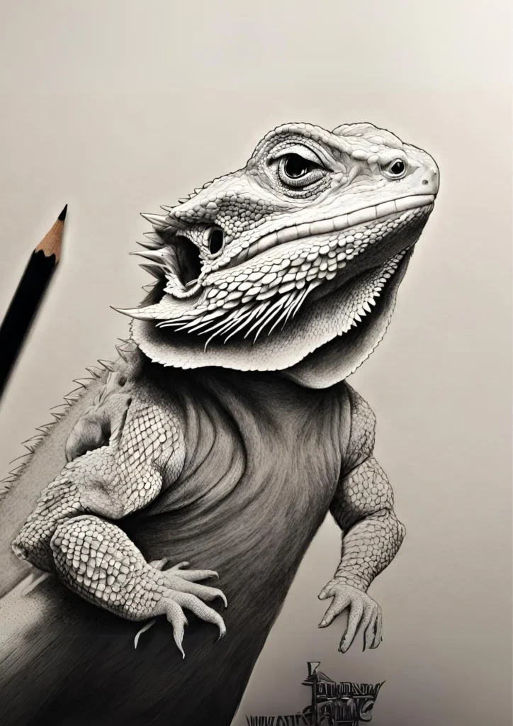 Cute Bearded Dragon Drawing - Posters and Art Prints