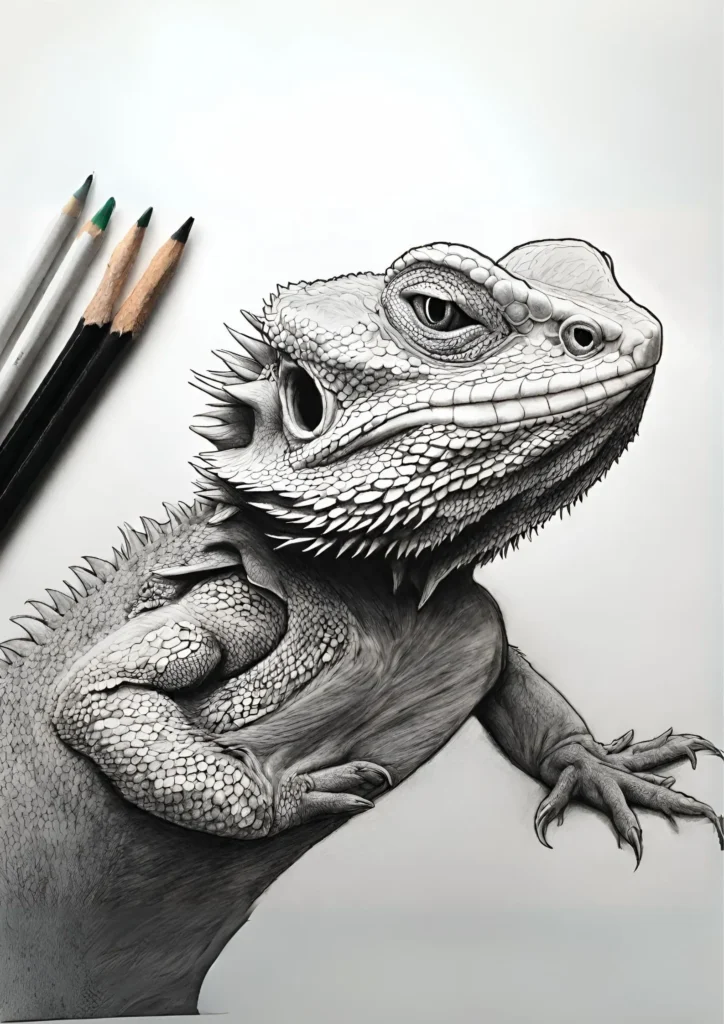 Cute Bearded Dragon Drawing - Posters and Art Prints